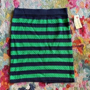Derek Heart Green and Navy Striped Pencil Skirt